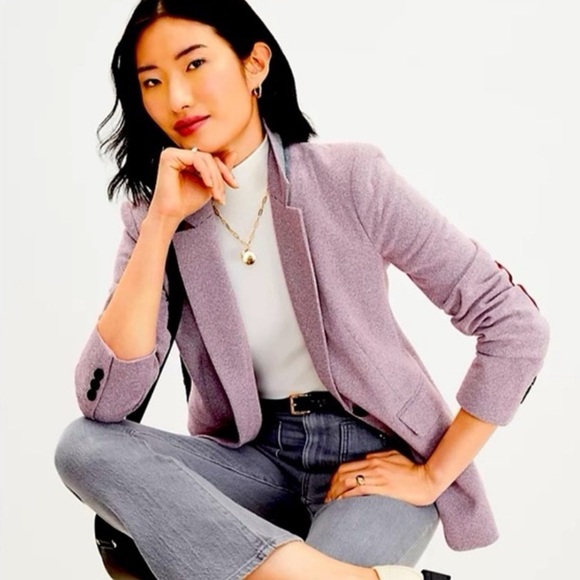 LOFT Jackets & Blazers - LOFT Women's burgundy and cream Blazer with Elbow patches size 12 NWT